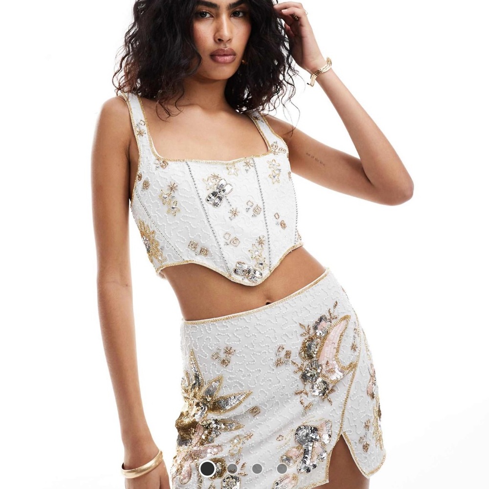 ASOS celestial embellished sequin Two-Piece set (Skirt and Top) US 8